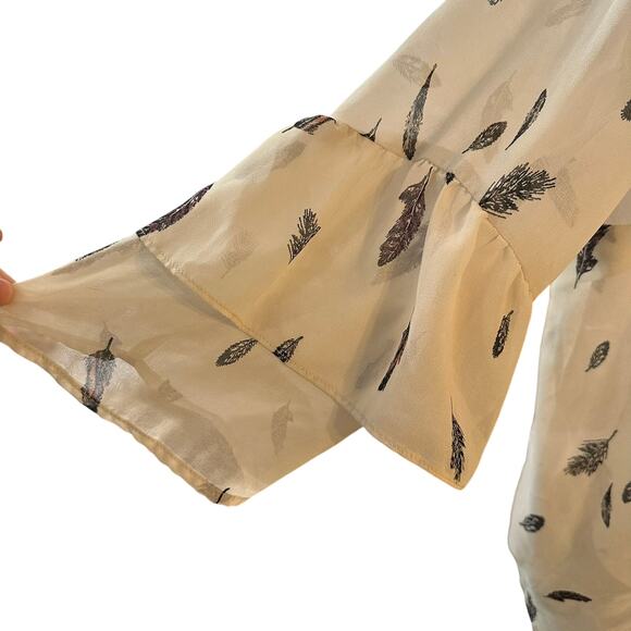 Jolt Sheer Asymmetrical Flowy Feather Blouse Ruffled Collar Drawstring 3X - Picture 4 of 7